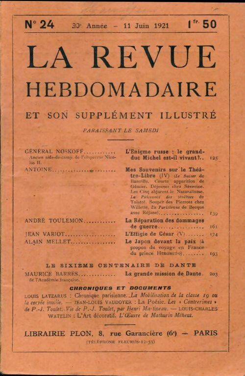 Livrenpoche : La revue hebdomadaire 30e année n°24 - Collectif - Livre