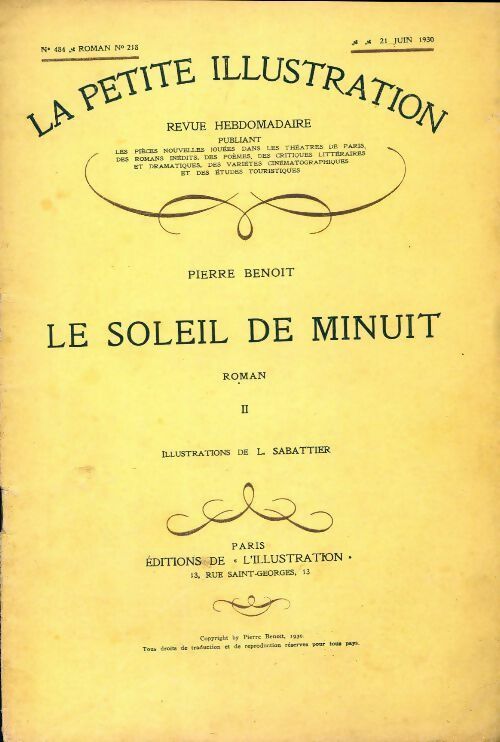 Livrenpoche : La petite illustration n°484 roman n°218 : Le soleil de minuit Tome II - Pierre Benoit - Livre