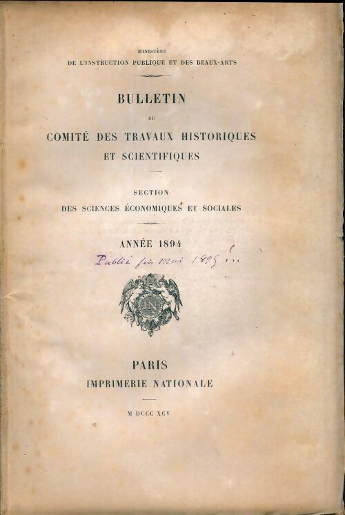 Livrenpoche : Bulletin du comité des travaux historiques et scientifiques. Congrès des sociétés savantes de 1894 - Collectif - Livre
