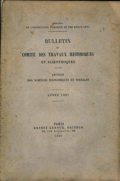 Livrenpoche : Bulletin du comité des travaux historiques et scientifiques 1887 - Collectif - Livre