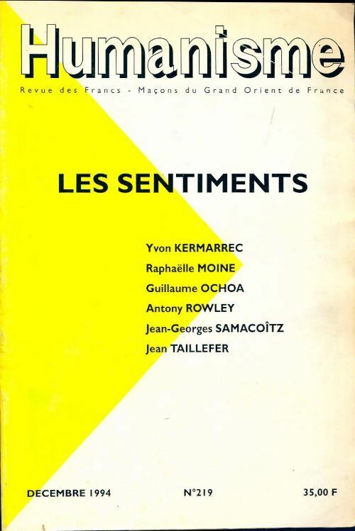 Livrenpoche : Humanisme 219 : Les sentiments - Collectif - Livre