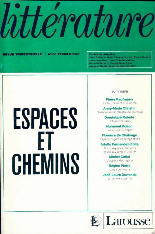 Livrenpoche : Littérature n°65 : Espaces et chemins - Collectif - Livre