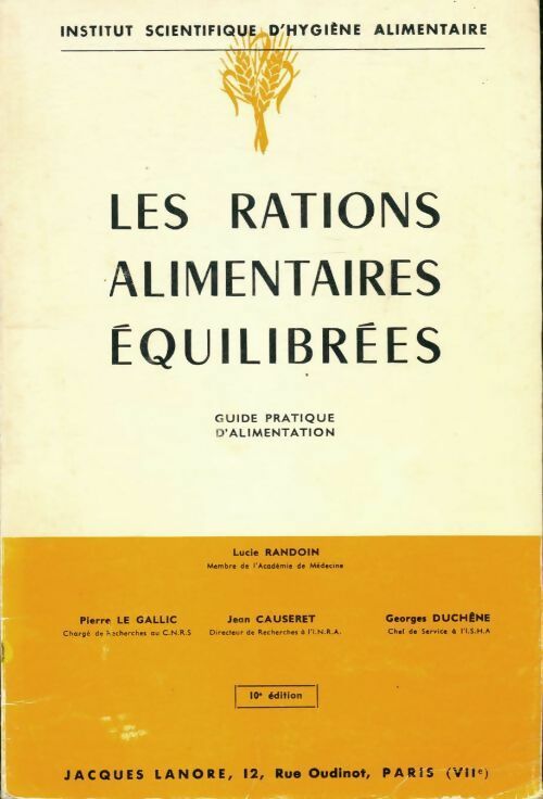 Livrenpoche : Les rations alimentaires equilibrées - Collectif - Livre