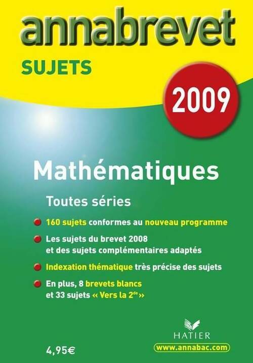 Livrenpoche : Mathématiques 3e. Sujets 2009 - Bernard Demeillers - Livre