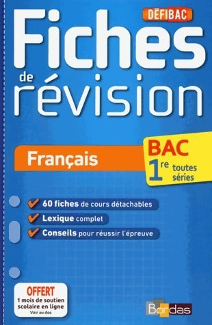 Français 1ères toutes séries, fiches de révision - Collectif -  Mémo Bac - Livre