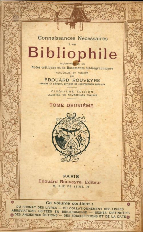 Livrenpoche : Connaissances nécessaires à un bibliophile Tome II - Edouard Rouveyre - Livre