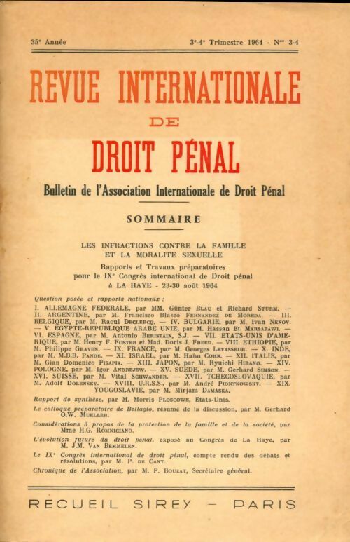 Livrenpoche : Revue internationale de droit pénal n° 3-4 - Collectif - Livre