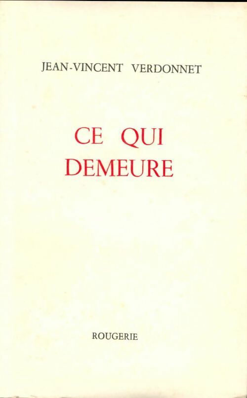 Livrenpoche : Ce qui demeure - Verdonnet Jean-Vincent - Livre