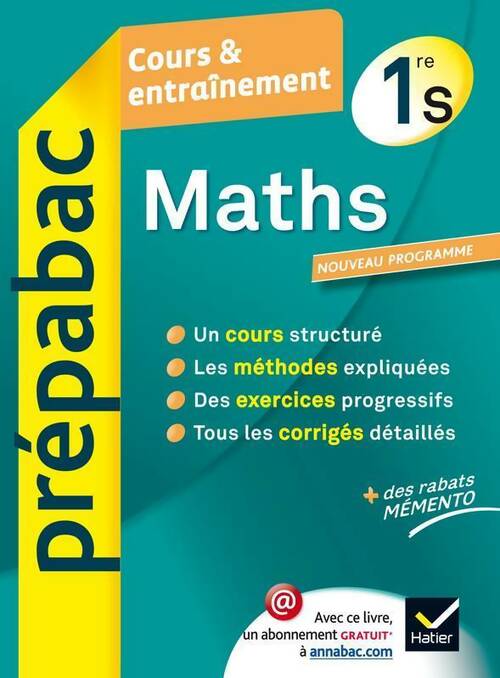 Livrenpoche : Maths 1ère s cours & entraînement - Picchiottino. Jean-Dominique - Livre
