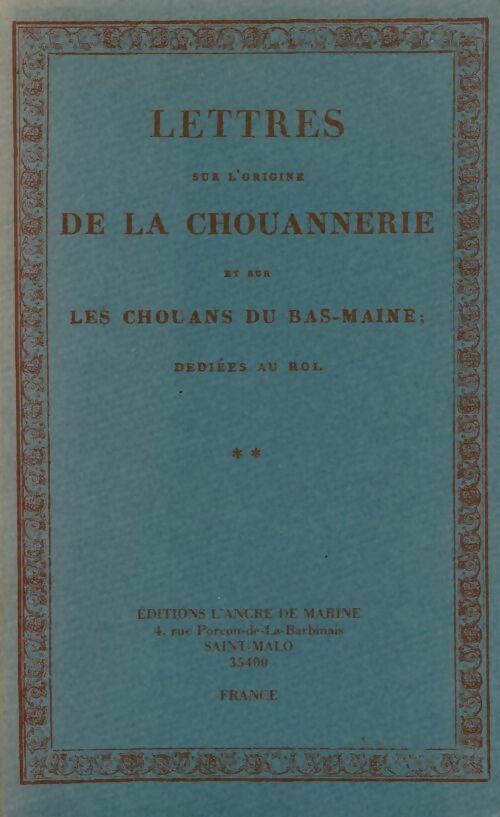 Livrenpoche : Lettres sur l'origine de la Chouannerie Tome II - Duchemin - Livre