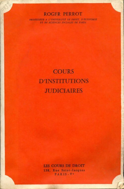 Livrenpoche : Cours d'institutions judiciaires - Roger Perrot - Livre