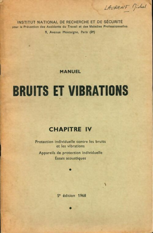 Livrenpoche : Bruits et vibrations chapitre IV - Collectif - Livre