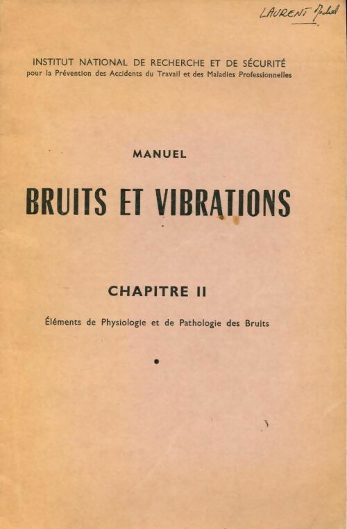 Livrenpoche : Bruits et vibrations chapitre II - Collectif - Livre