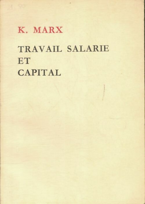 Livrenpoche : Travail salarié et capital - Karl Marx - Livre