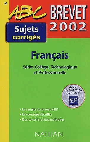 Livrenpoche : Français Brevet sujets corrigés 2002 - Giraudo - Livre