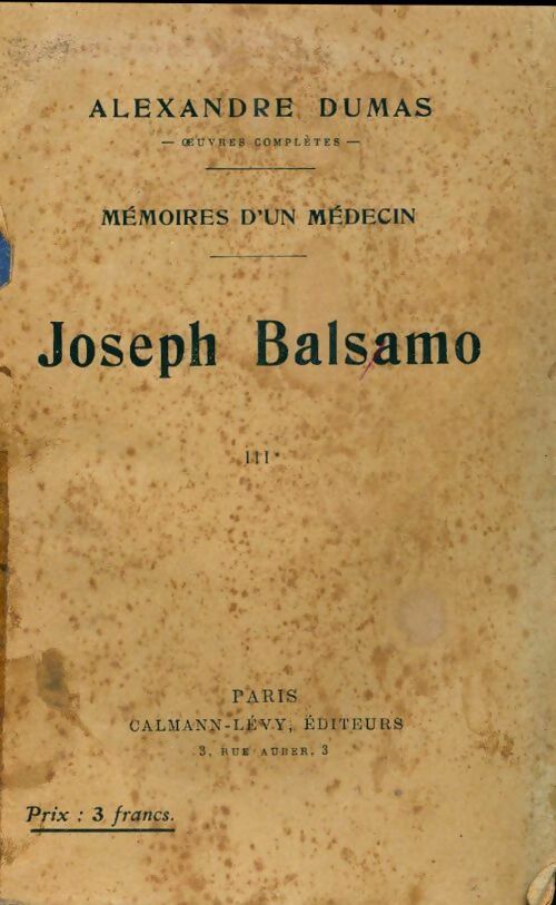 Livrenpoche : Joseph Balsamo Tome III - Alexandre Dumas - Livre