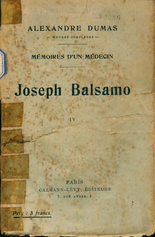 Livrenpoche : Joseph Balsamo Tome IV - Alexandre Dumas - Livre