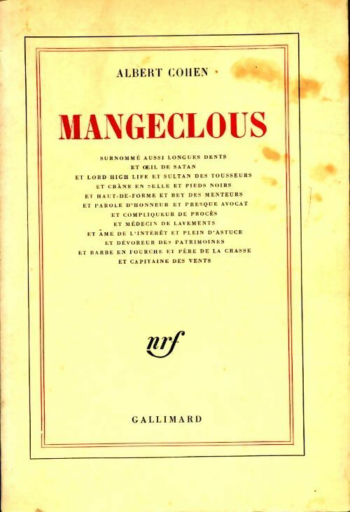 Livrenpoche : Mangeclous - Albert Cohen - Livre