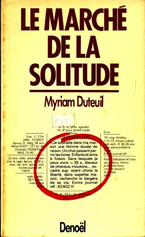Livrenpoche : Le marché de la solitude - Myriam Duteuil - Livre