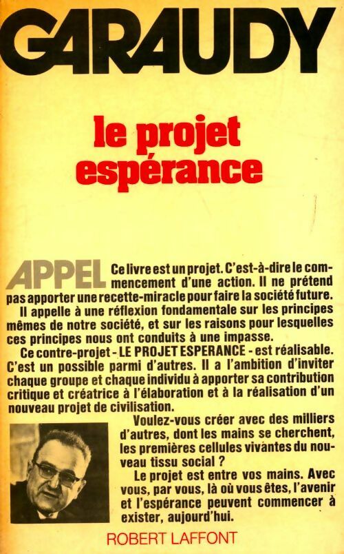 Livrenpoche : Le projet espérance - Roger Garaudy - Livre