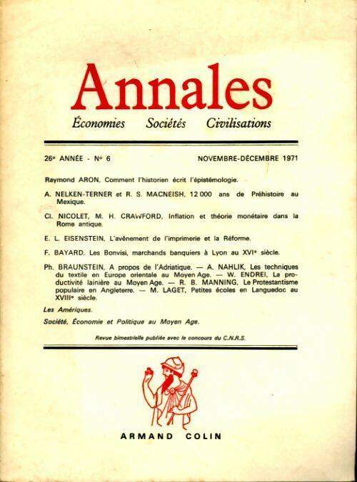Annales 26e année n°6 - Collectif -  Annales - Livre