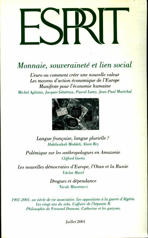 Livrenpoche : Esprit n°276 : Monnaie, souveraineté et lien social - Collectif - Livre