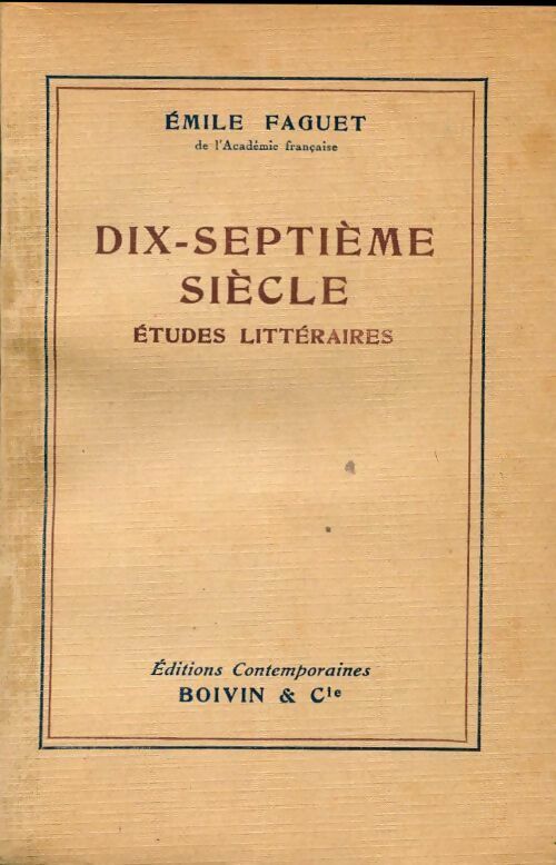 Livrenpoche : Dix-septième siècle - Emile Faguet - Livre