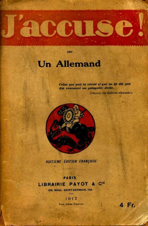 Livrenpoche : J'accuse ! Par un allemand - Inconnu - Livre