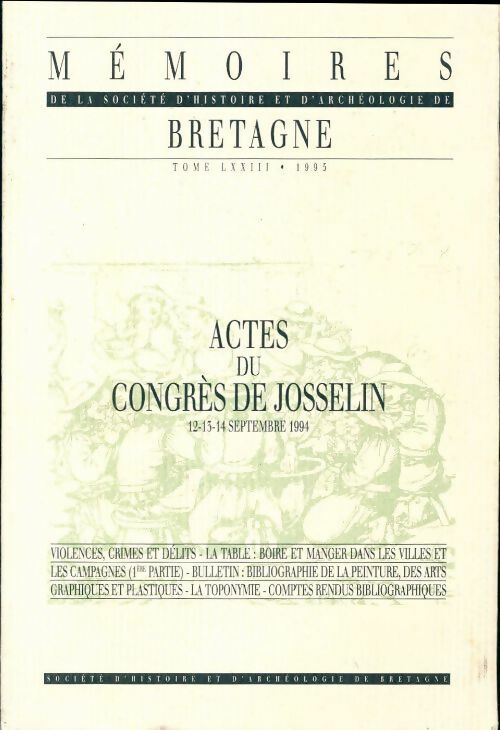 Livrenpoche : Actes du congrès de Josselin 12-13-14 septembre 1994 - Collectif - Livre