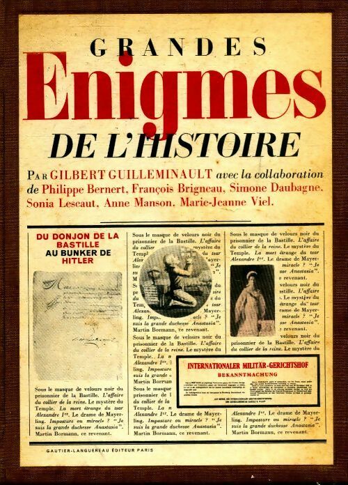 Livrenpoche : Grandes énigmes de l'histoire - Gilbert Guilleminault - Livre