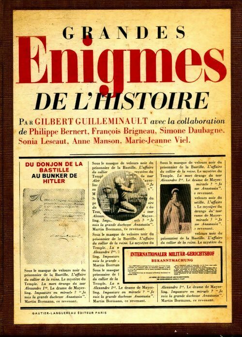 Grandes énigmes de l'histoire - Gilbert Guilleminault -  Gautier-languereau - Livre