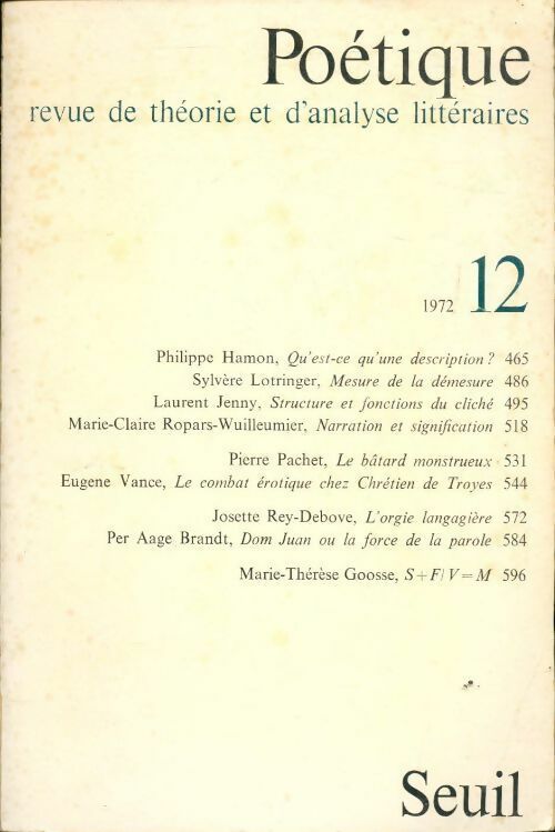 Livrenpoche : Poétique n°12 - Collectif - Livre