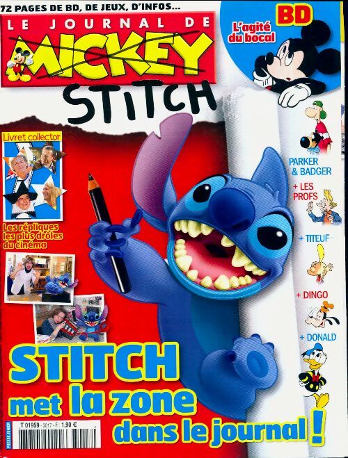Livrenpoche : Le journal de Mickey n°3017 : Stitch met la zone dans le journal - Collectif - Livre