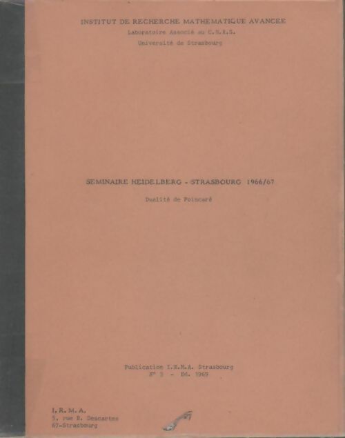 Livrenpoche : Séminaire Heidelberg. Strasbourg 1966/67 - Collectif - Livre