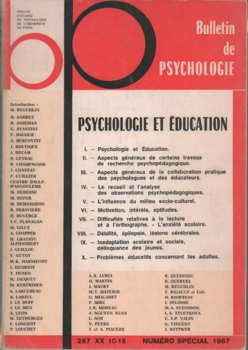 Livrenpoche : Bulletin de psychologie numéro spécial. Psychologie et éducation - Collectif - Livre