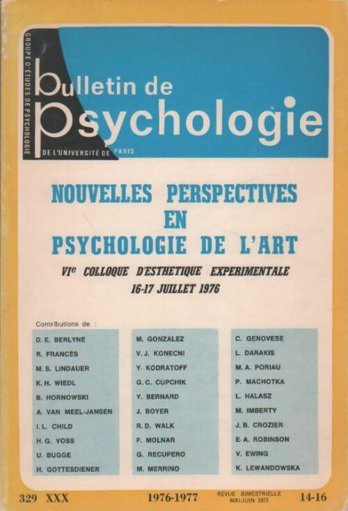 Livrenpoche : Bulletin de psychologie. Nouvelles perspectives en psychologie de l'art - Collectif - Livre