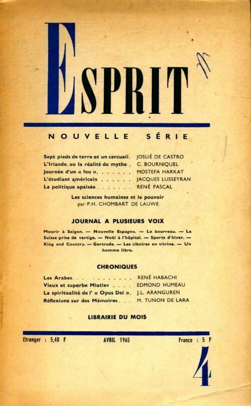 Livrenpoche : Esprit  n°4 - Collectif - Livre