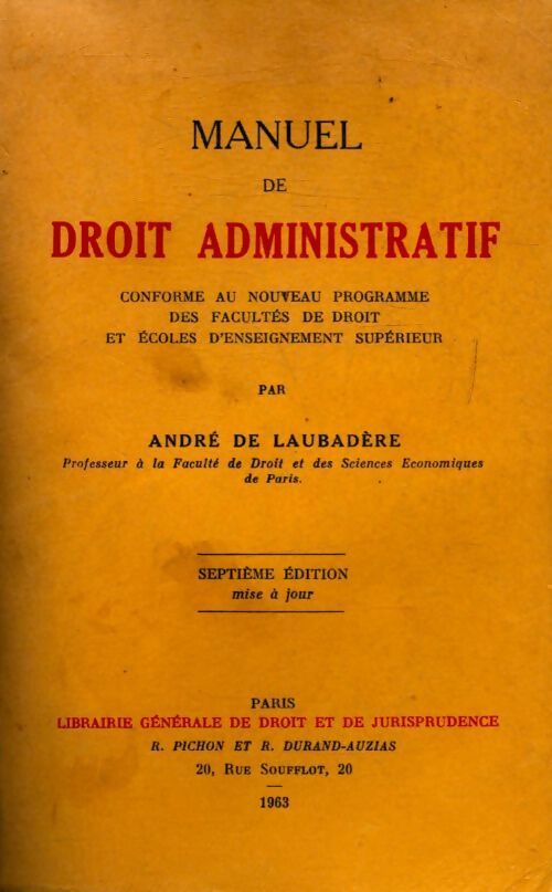 Livrenpoche : Manuel de droit administratif - Gaudemet Laubadere - Livre