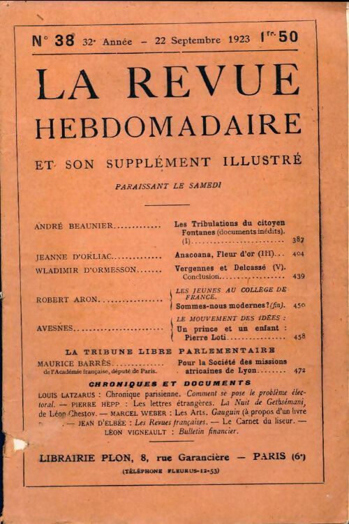 Livrenpoche : La revue hebdomadaire 32e année n°38 - Collectif - Livre
