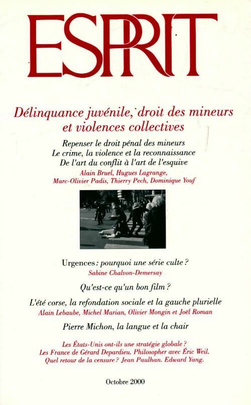 Livrenpoche : Esprit n°268 : Délinquance juvénile, droit des mineurs et viloences collectives - Collectif - Livre