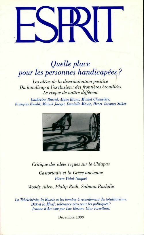 Livrenpoche : Esprit n°259 : quelle place pour les personnes handicapées - Collectif - Livre