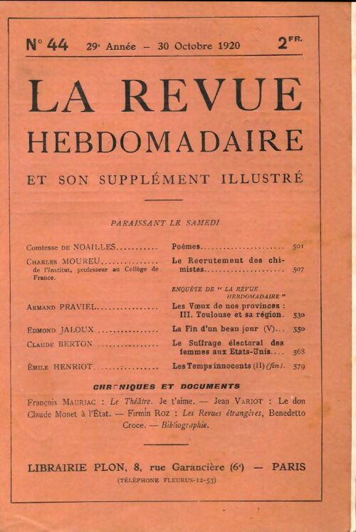 Livrenpoche : La revue hebdomadaire 29e année n°44 - Collectif - Livre