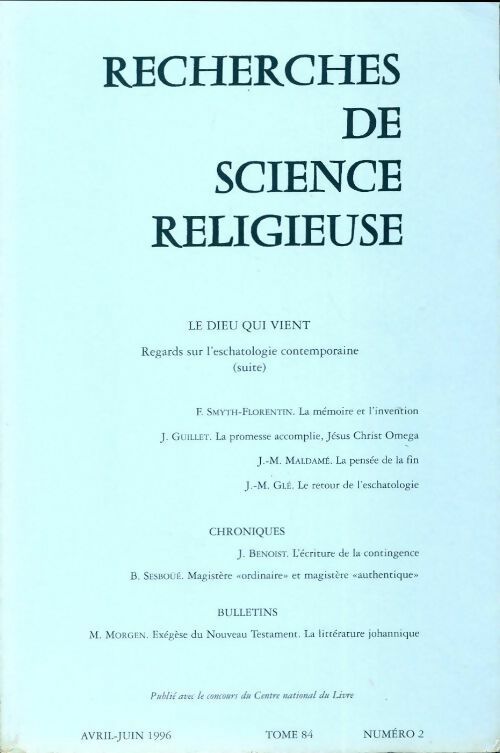 Recherches de science religieuse n°84-2 - Collectif -  Recherches de science religieuse - Livre