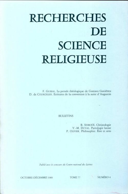Livrenpoche : Recherches de science religieuse n°77-4 - Collectif - Livre