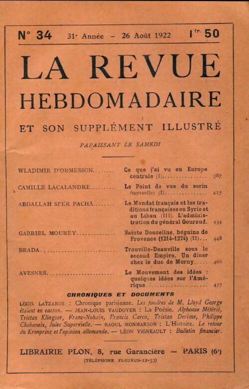 Livrenpoche : La revue hebdomadaire 31e année n°34 - Collectif - Livre