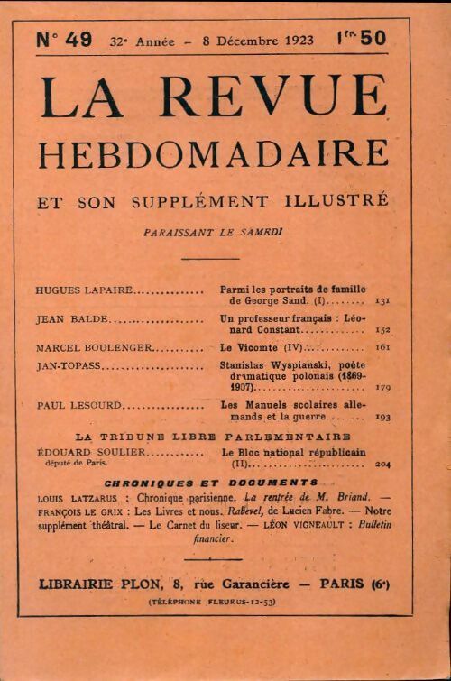 Livrenpoche : La revue hebdomadaire 32e année n°49 - Collectif - Livre