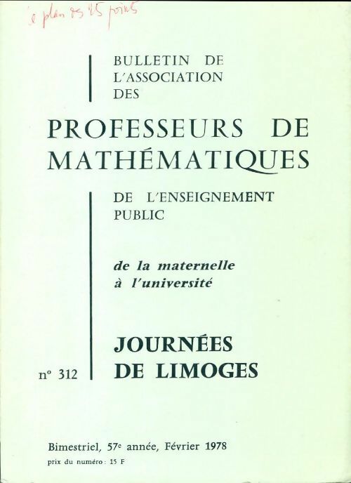 Livrenpoche : Bulletin APMEP n°312 : Journées de Limoges - Collectif - Livre