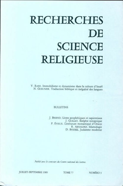 Livrenpoche : Recherches de science religieuse n°77-3 - Collectif - Livre