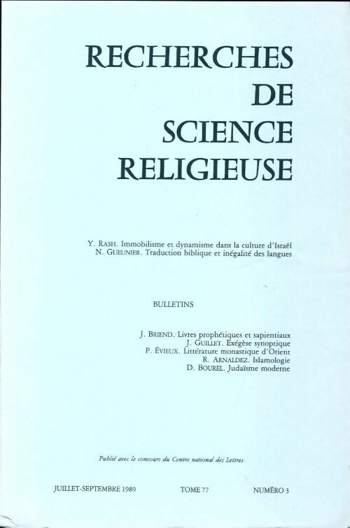 Livrenpoche : Recherches de science religieuse n°77-3 - Collectif - Livre