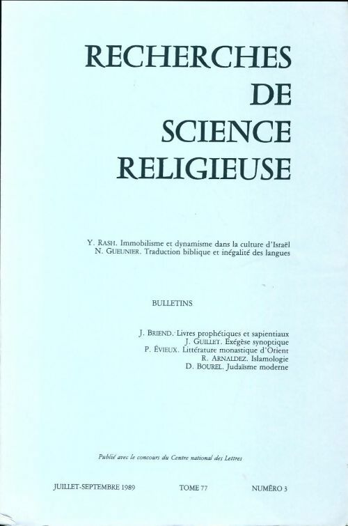 Recherches de science religieuse n°77-3 - Collectif -  Recherches de science religieuse - Livre